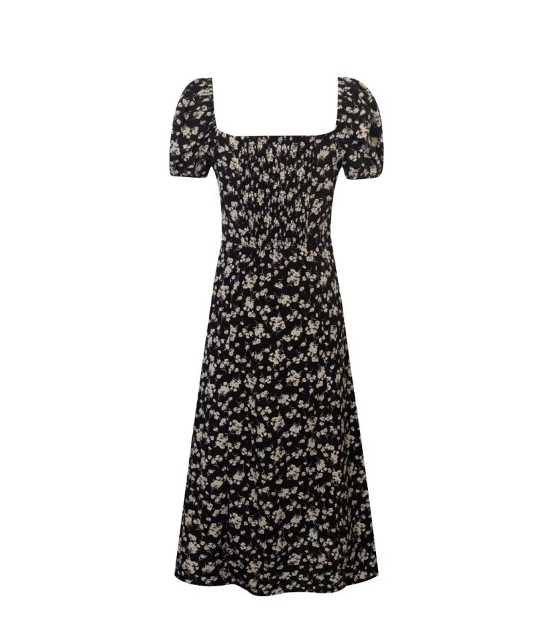 French Square Neck Off Shoulder Maxi Dress - Image 2