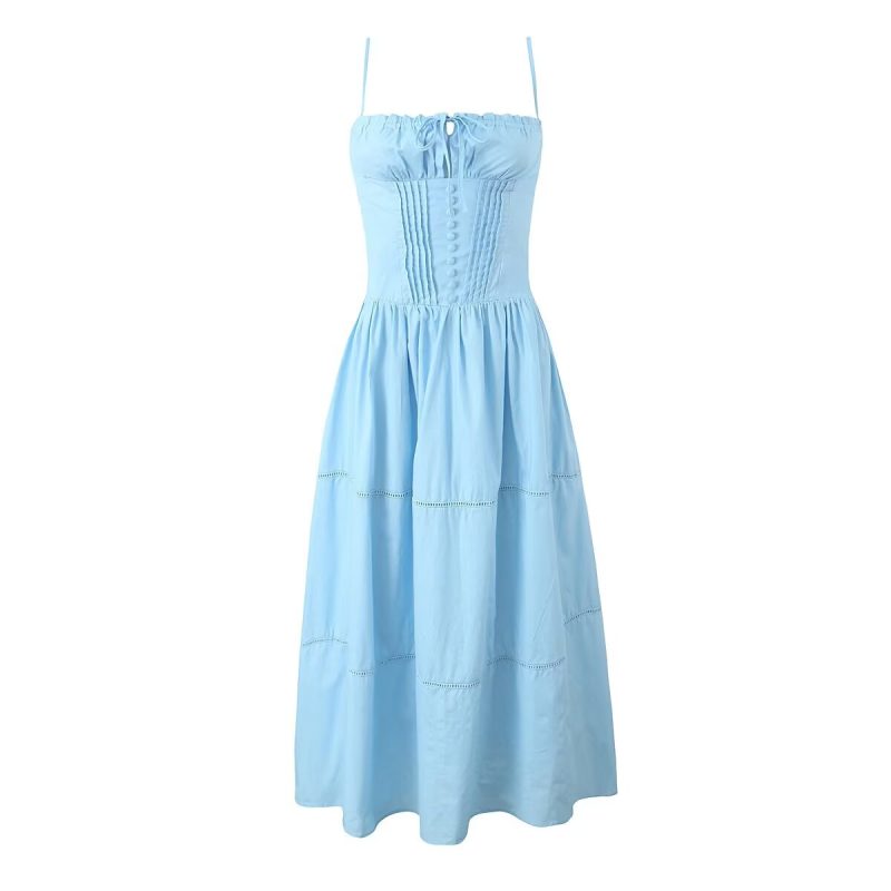 Cutout Strap Slim Waist Spring Sling Dress