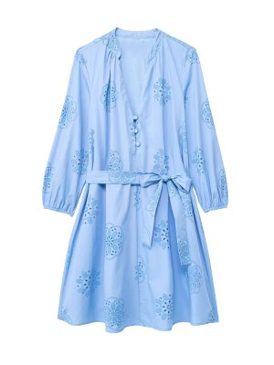 Embroidered Poplin Casual Dress for Spring Days