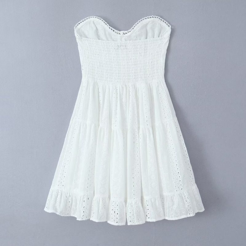 Slim Fit Backless Lace Trim Tube Dress - Image 2
