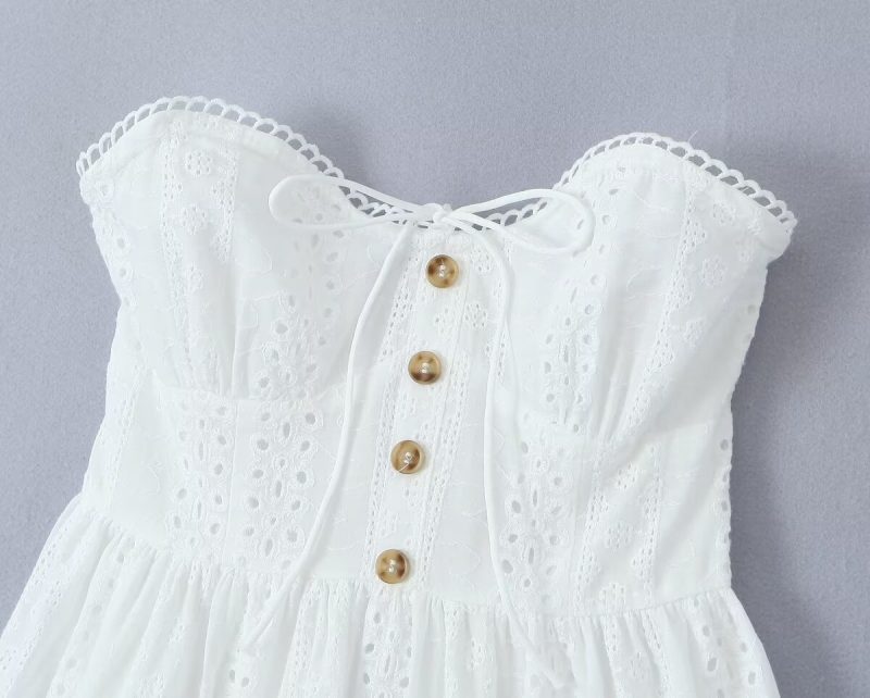 Slim Fit Backless Lace Trim Tube Dress - Image 4