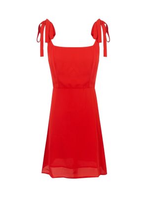 Summer Red Lace-Up Slim A-Line Dress