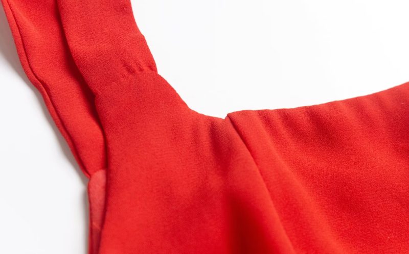 Summer Red Lace-Up Slim A-Line Dress - Image 4