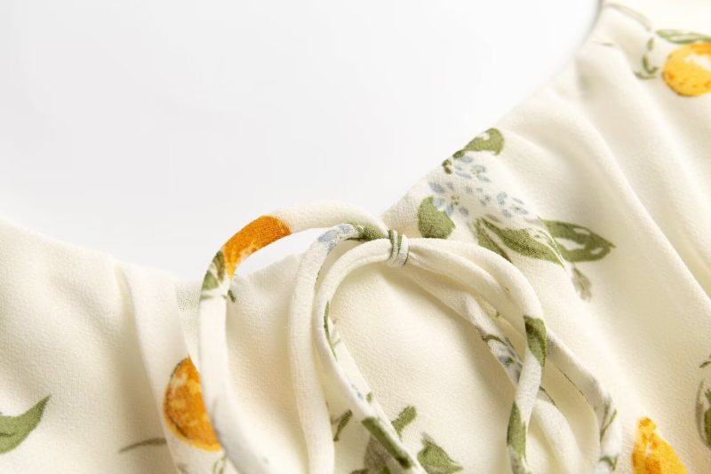 Summer French Swing Dress – Lemon Pattern with Elastic Waist - Image 4