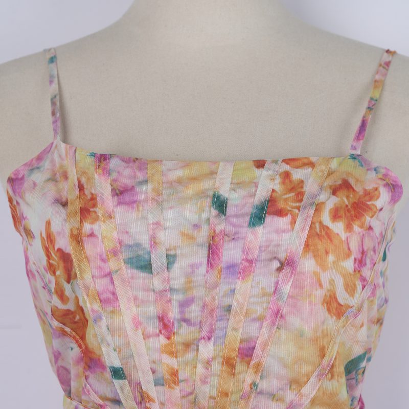 Elegant Summer Printed Cami A-Line Dress - Image 3