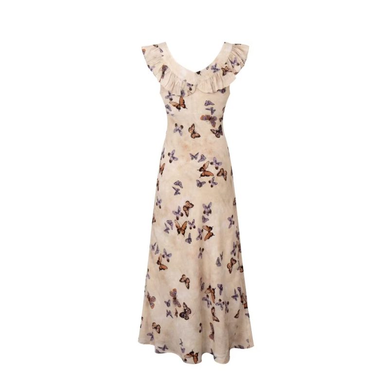 Slim Waist Floral Dress – Backless Summer Print Style - Image 2