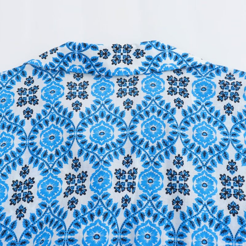 Belted Printed Long Sleeve Shirt Dress Women - Image 4