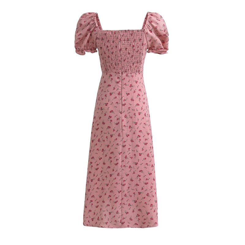 Self-Tie Pink Roses Dress – Summer Maxi Look - Image 2