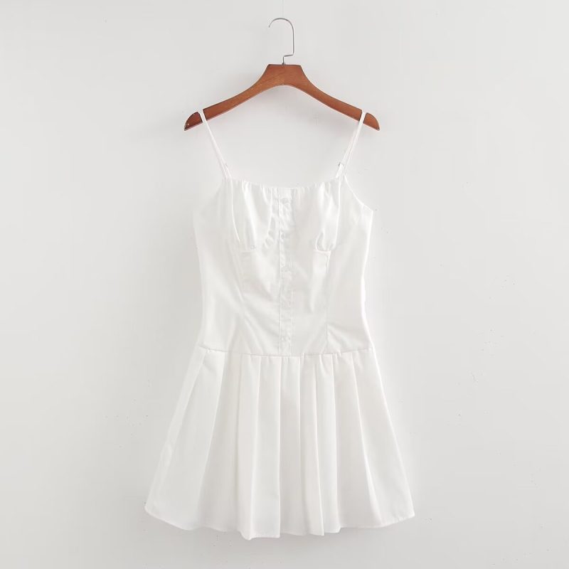 French Slimming Solid A-Line Cami Dress