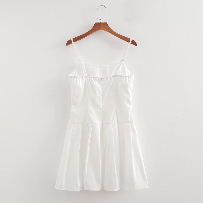 French Slimming Solid A-Line Cami Dress - Image 2