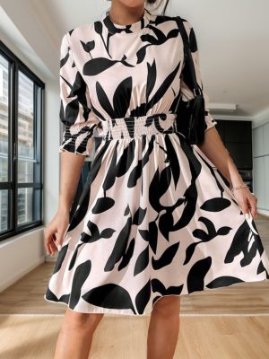 Summer Printed Crew Neck A-Line Dress