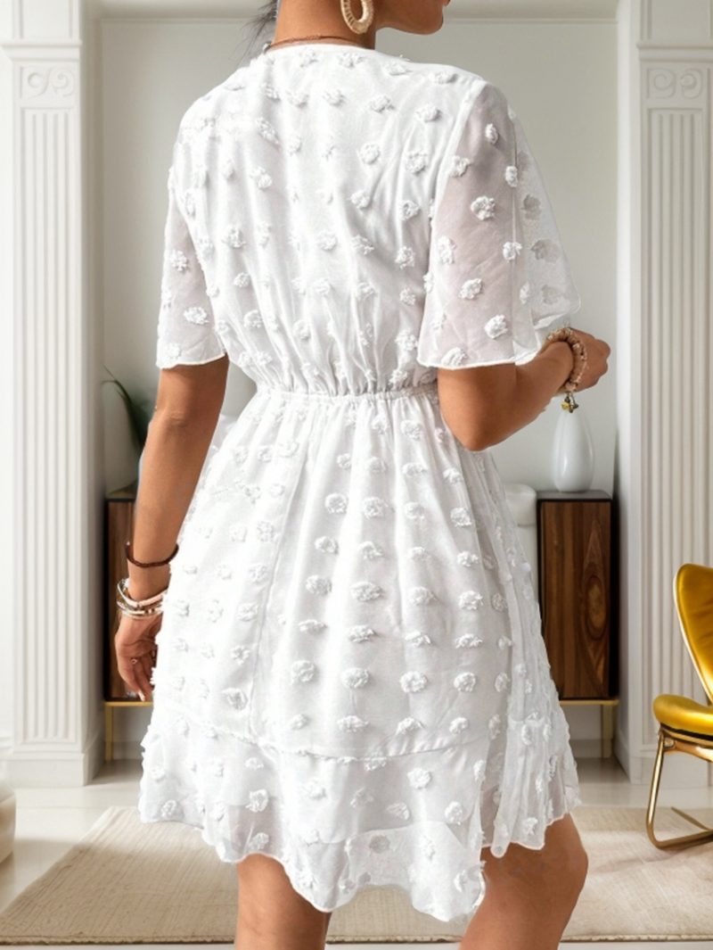 Summer V-Neck A-Line Short Sleeve Dress - Image 2