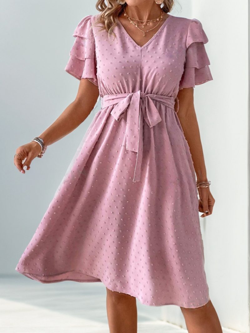 Elegant V-Neck Summer A-Line Dress Women - Image 2