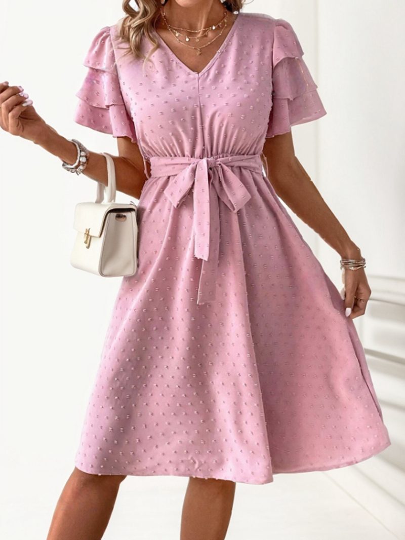 Elegant V-Neck Summer A-Line Dress Women - Image 3