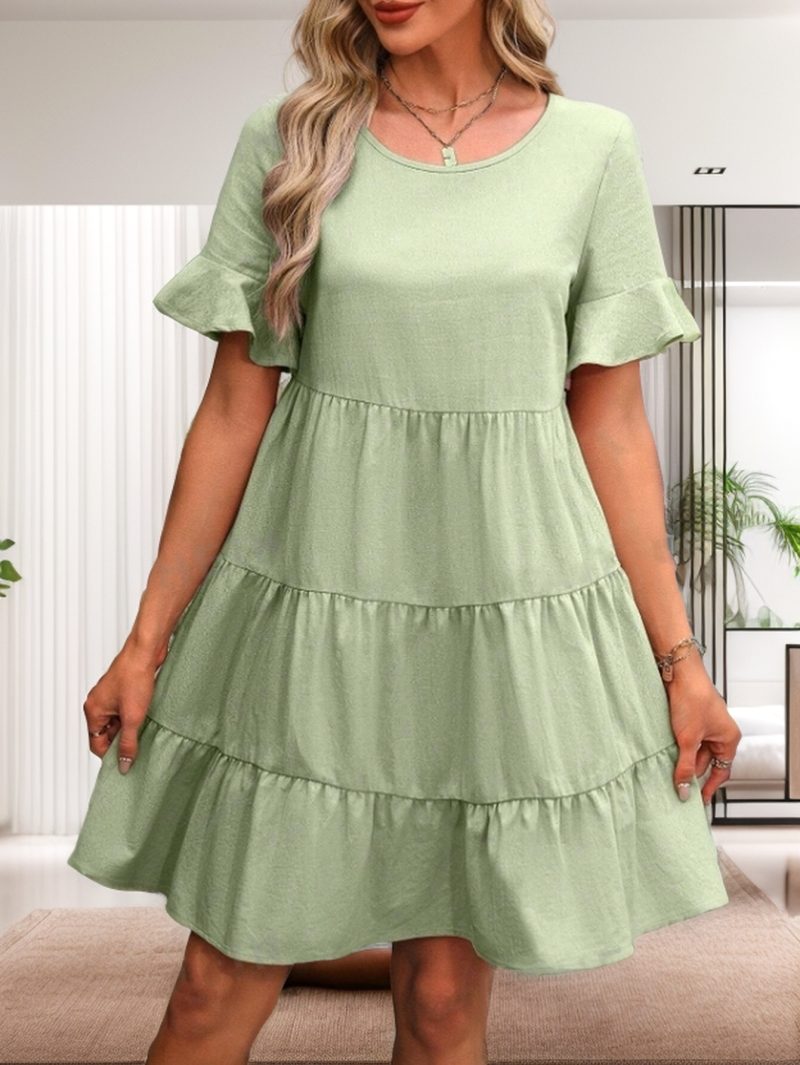 Chic Summer Solid A-Line Dress for Women - Image 4