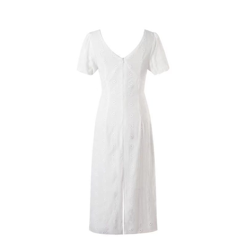 Embroidered High-Grade Waist Tie Long Dress - Image 2