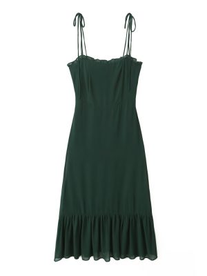 Solid Color Backless Summer Midi Dress