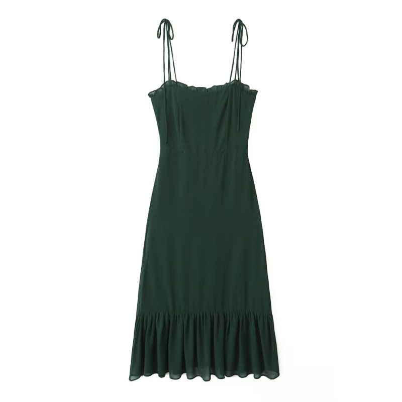 Solid Color Backless Summer Midi Dress