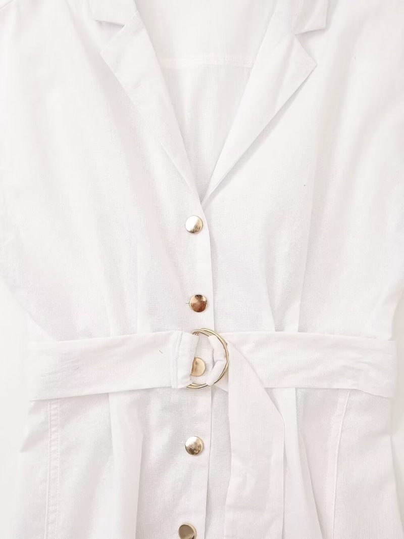 Chic Women's Summer Shirt Dress with Belt - Image 3