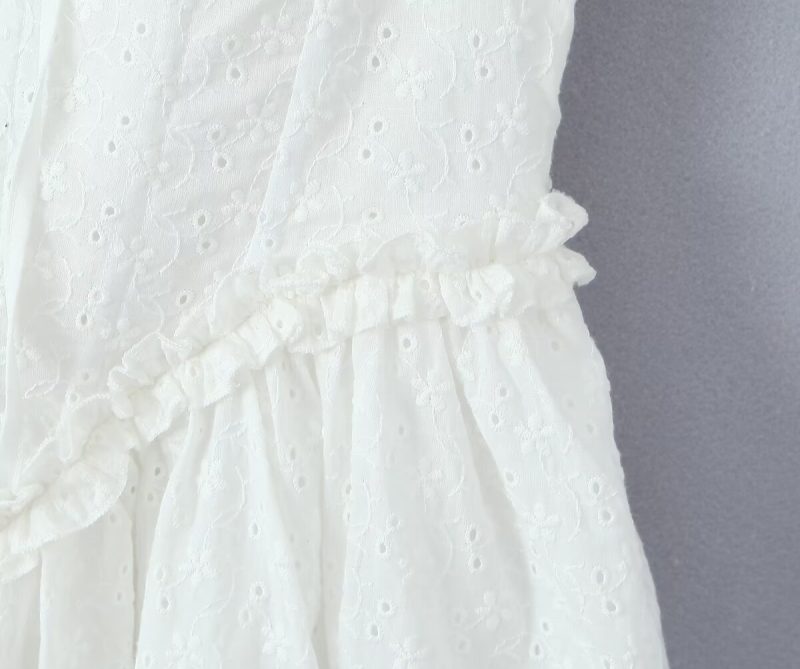 Embroidered Corset Strap Dress with Ruffle Trim - Image 3