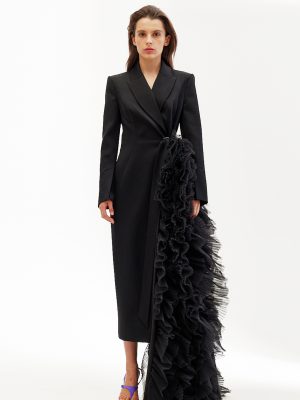 Asymmetric Mesh Stitching Business Party Dress