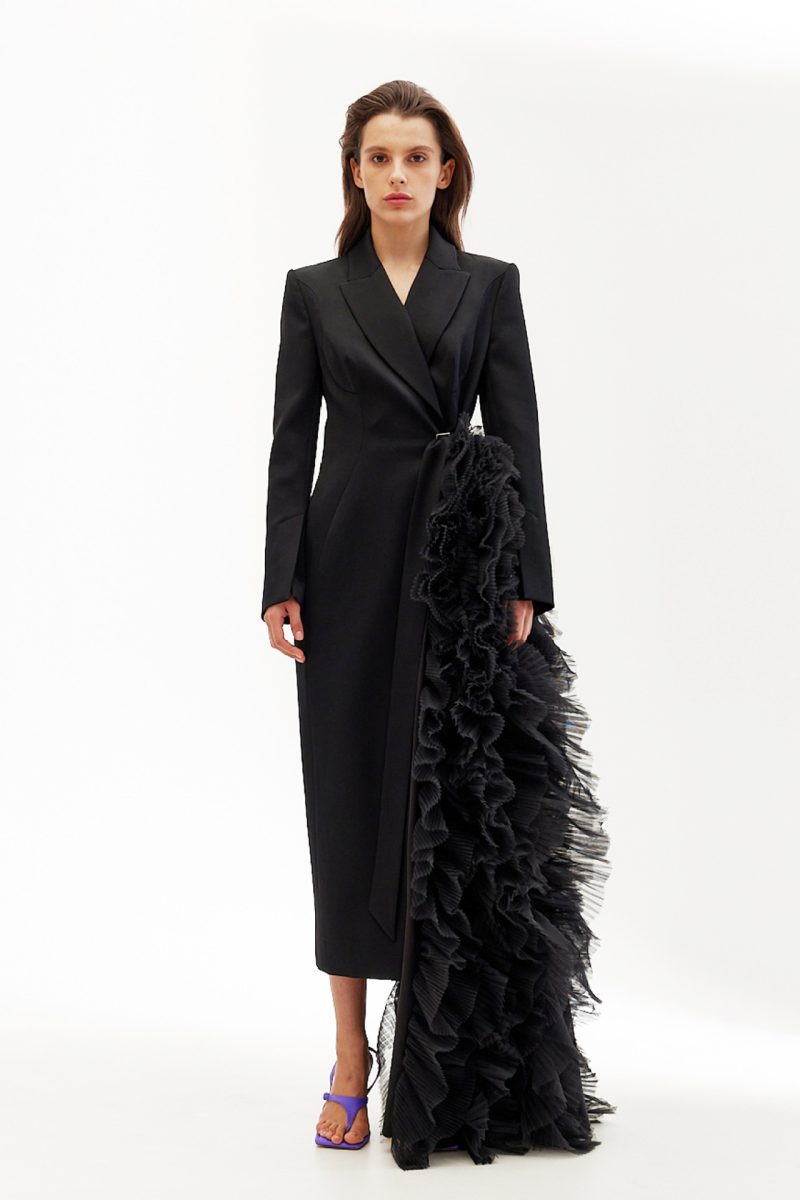 Asymmetric Mesh Stitching Business Party Dress