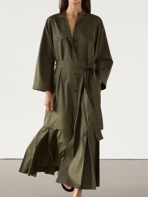 Women's Fashion Pleated Shirt Dress for Autumn