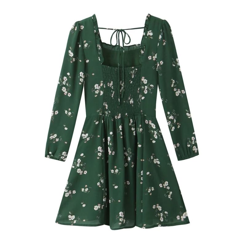 Summer Lantern Sleeve Dress – Lace Pleated Look - Image 3