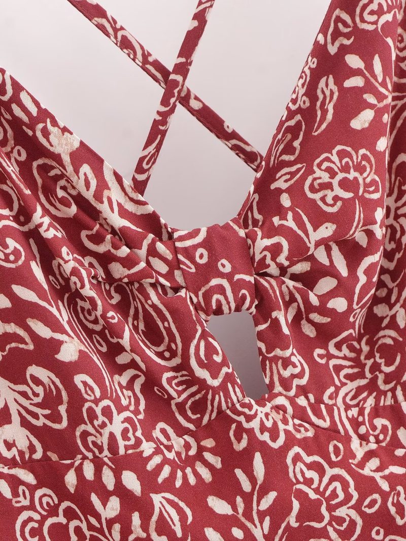 Stylish Printed Midi Dress with Open Design - Image 3