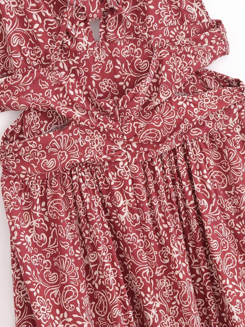 Stylish Printed Midi Dress with Open Design - Image 4