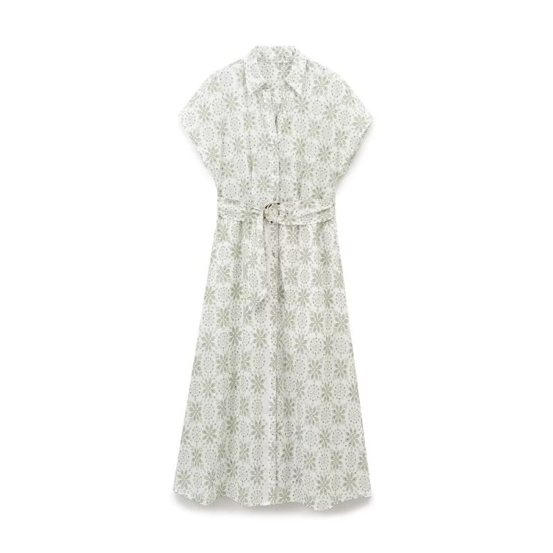Casual Summer Rubber Embroidery Mid-Length Dress