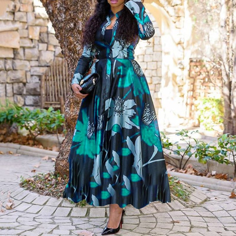 Digital Print Stretch Fabric A-Line Dress - Image 2