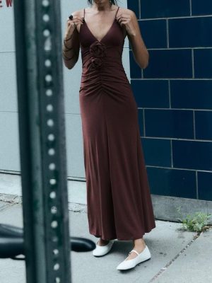 Vintage-Inspired Floral V-Neck Dress Women