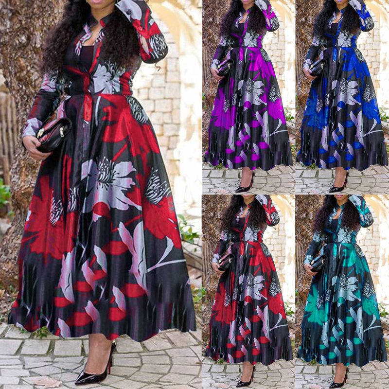 Digital Print Stretch Fabric A-Line Dress - Image 4