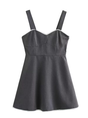 Lace Stitching Mini Dress for Autumn Women