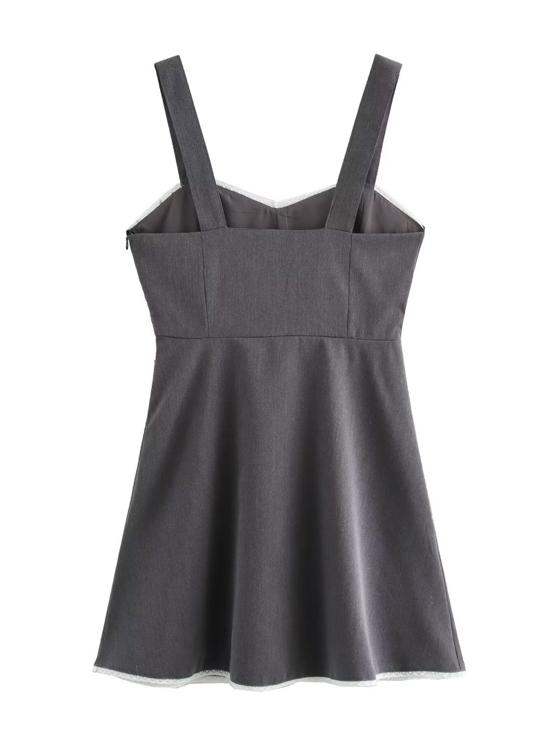 Lace Stitching Mini Dress for Autumn Women - Image 2