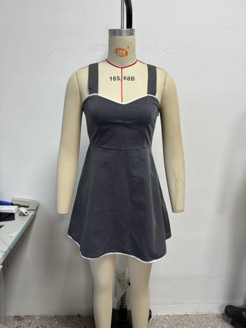 Lace Stitching Mini Dress for Autumn Women - Image 3