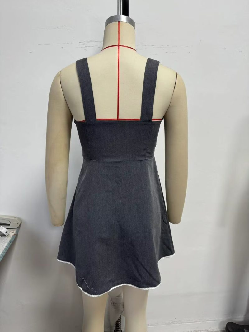 Lace Stitching Mini Dress for Autumn Women - Image 4