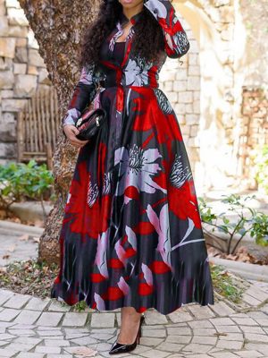 Digital Print Stretch Fabric A-Line Dress