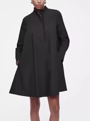 Ruffled Long Sleeve Autumn Dress for Women