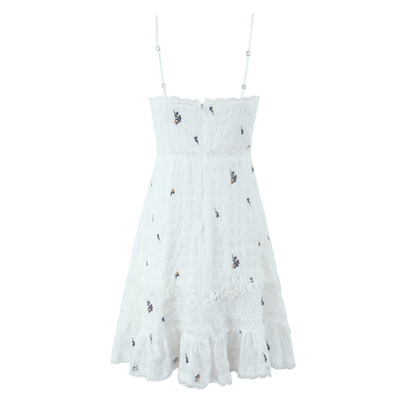 Embroidered Lace Stitching Sweet Sling Dress - Image 3