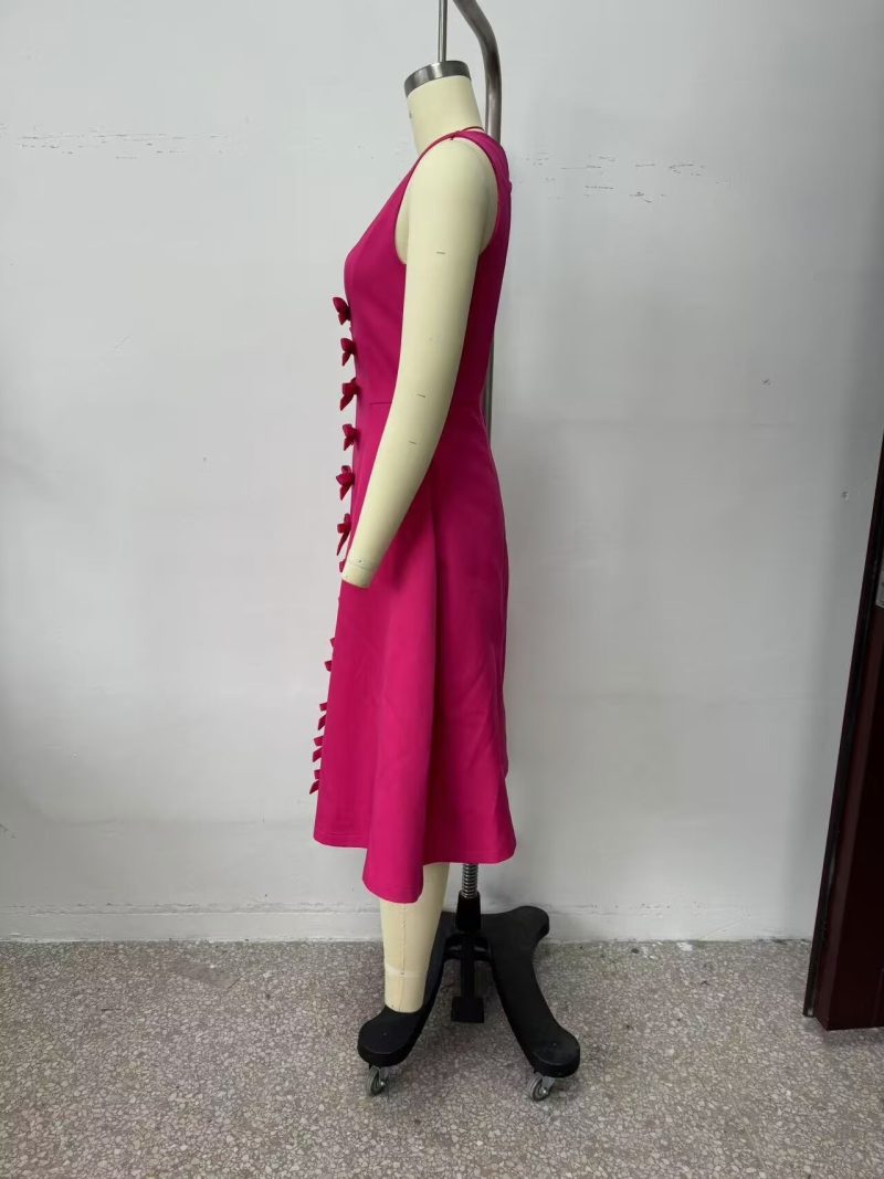 Thin Winter Dress with Decorative Bowknot Women - Image 3