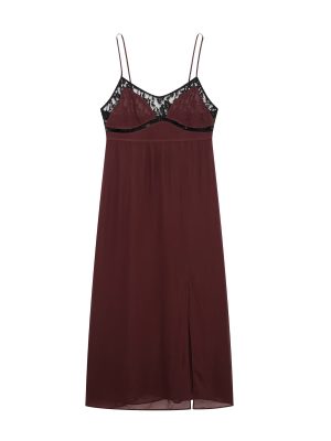 Lace Trim Decorative Winter Underwear Slip Dress