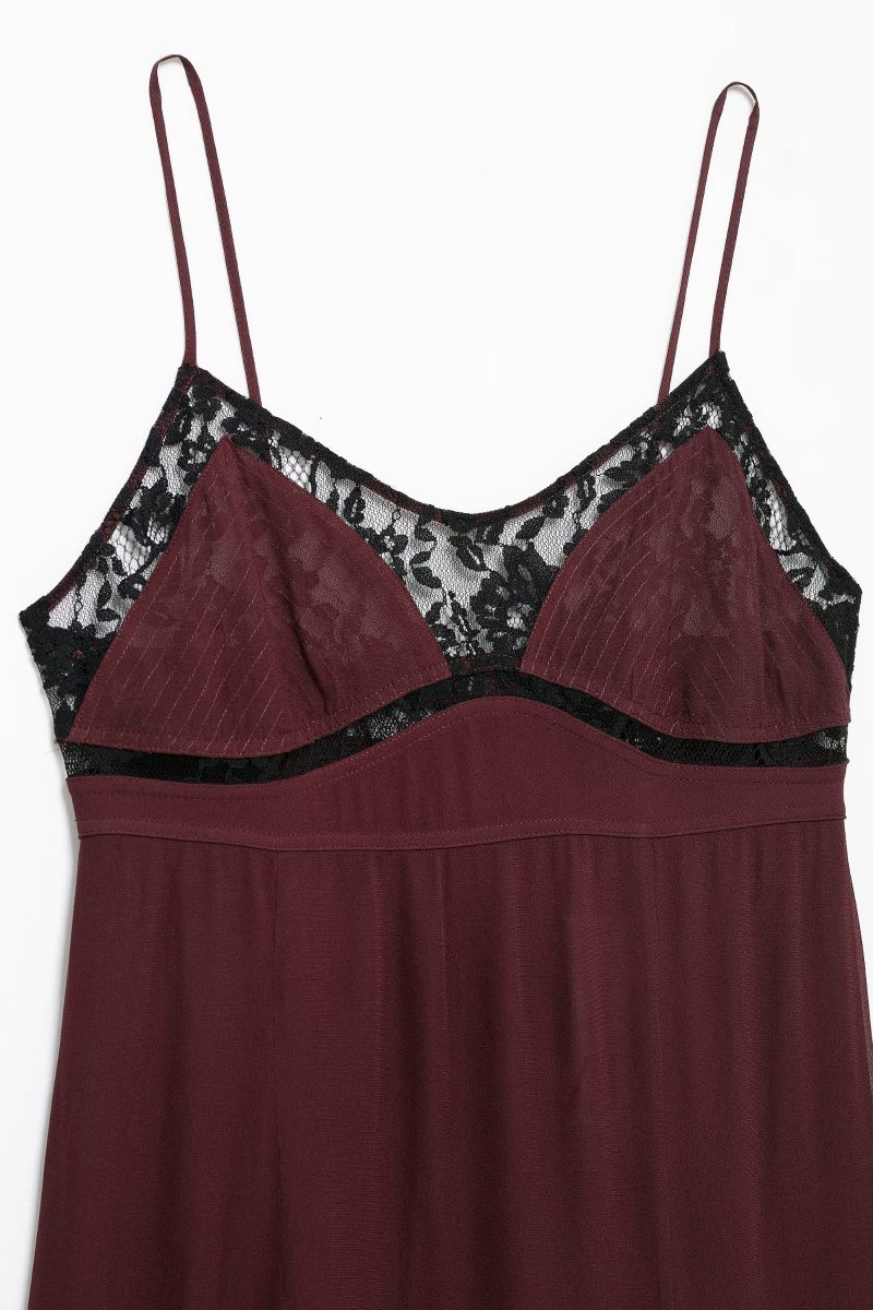 Lace Trim Decorative Winter Underwear Slip Dress - Image 3