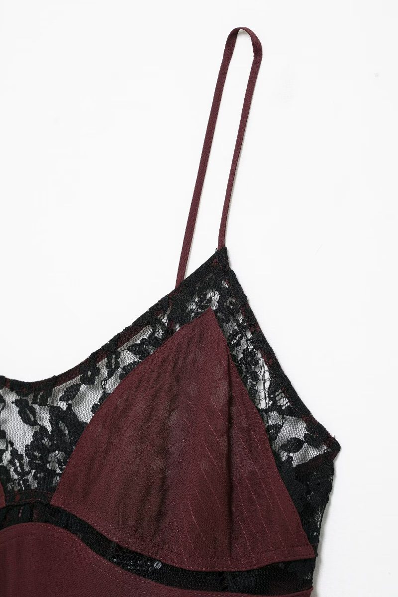 Lace Trim Decorative Winter Underwear Slip Dress - Image 4