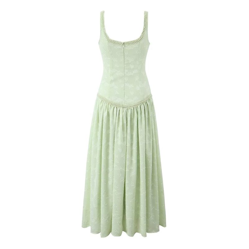 Pearl Jacquard Split Maxi Vacation Dress - Image 2