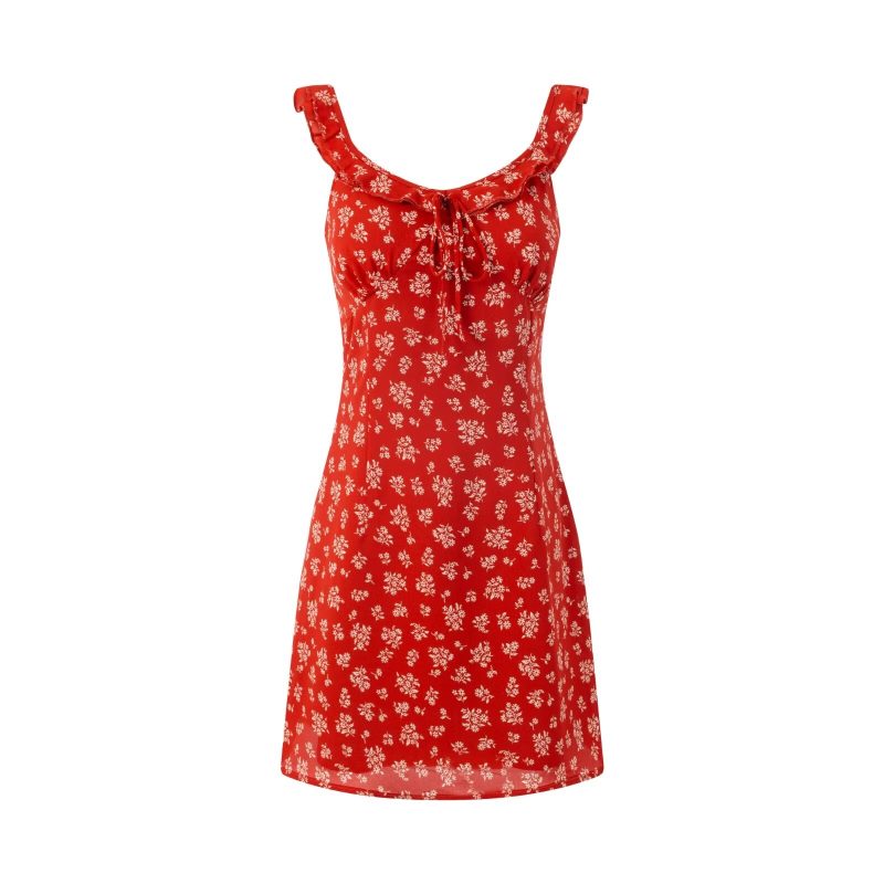 Elegant Floral Suspender Dress for Spring Vacation