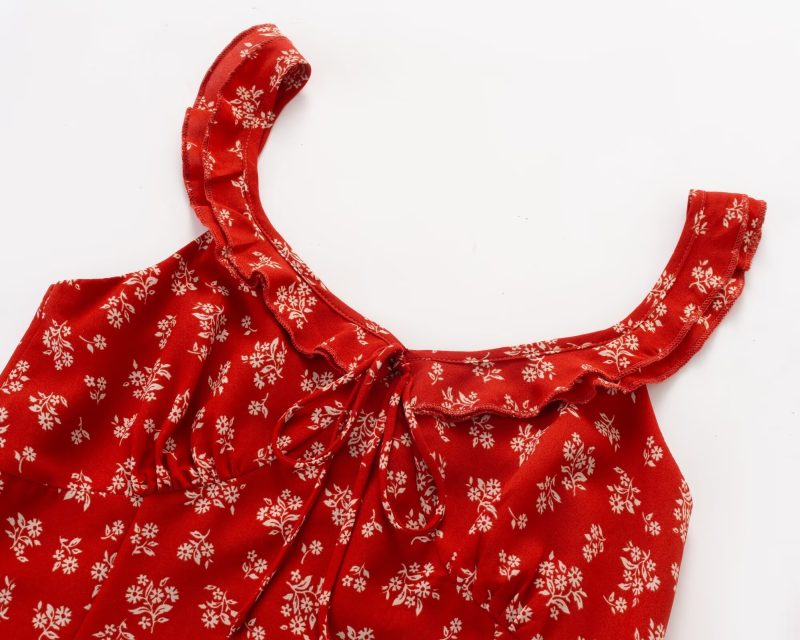 Elegant Floral Suspender Dress for Spring Vacation - Image 2