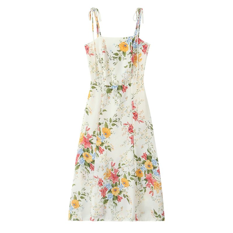 Slim Fit Small Floral Print Summer Dress