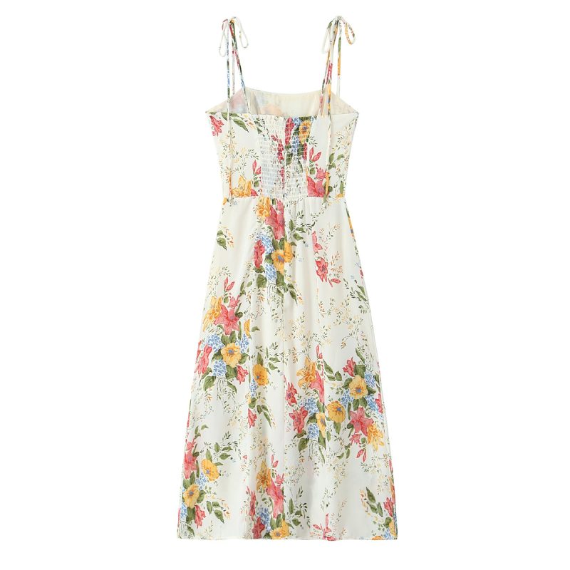Slim Fit Small Floral Print Summer Dress - Image 2